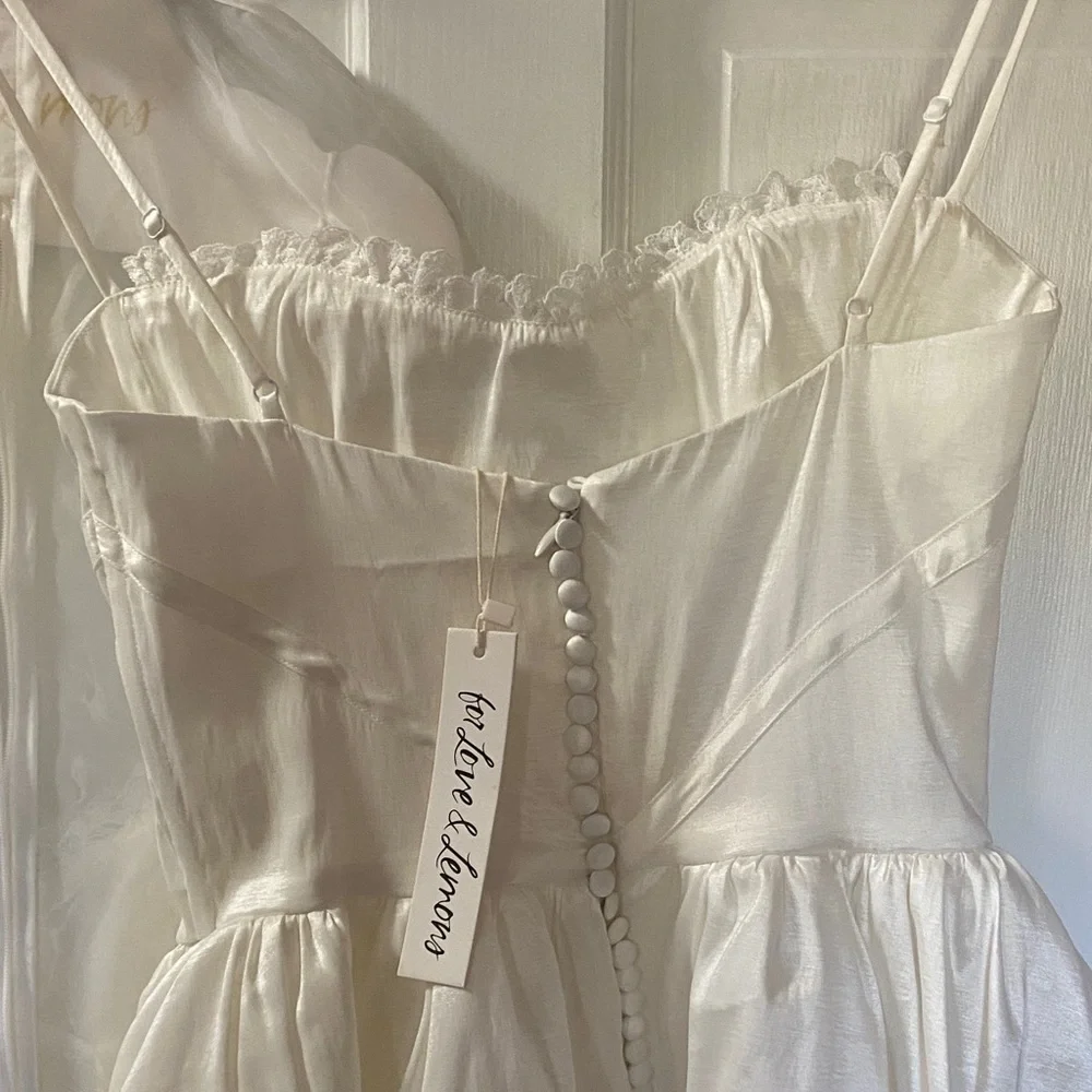 For Love And Lemons Evelyn White Satin Dress with Cover - Picture 8 of 8